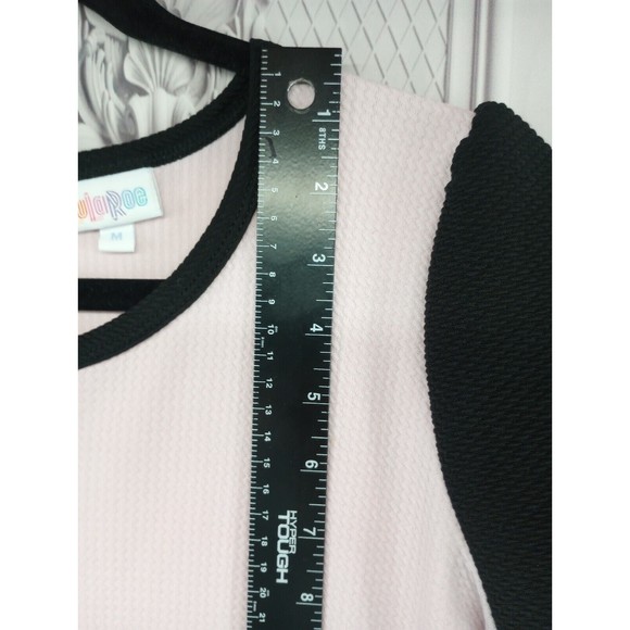 LuLaRoe Dress Womens Size M Pastel Pink & Black Fit & Flare Back Zipper Textured - Picture 12 of 16